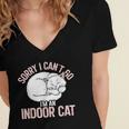 Sorry I Can't Go I'm An Indoor Cat Lazy Humor Introvert Cat Women's Jersey Short Sleeve Deep V-Neck Tshirt Sorry I Can't Go I'm An Indoor Cat Lazy Humor Introvert Cat Women's Jersey Short Sleeve Deep V-Neck Tshirt