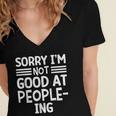 Sorry I'm Not Good At People-Ing Introvert Women's Jersey Short Sleeve Deep V-Neck Tshirt