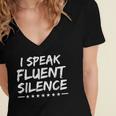 I Speak Fluent Silence Sayings For Introverts Women's Jersey Short Sleeve Deep V-Neck Tshirt