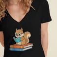Squirrel Reading Book Glasses Bookworm Librarian Women's Jersey Short Sleeve Deep V-Neck Tshirt Squirrel Reading Book Glasses Bookworm Librarian Women's Jersey Short Sleeve Deep V-Neck Tshirt