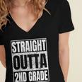 Straight Outta 2nd Grade Graduation Class 2025 Second Grade Women's Jersey Short Sleeve Deep V-Neck Tshirt