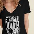 Straight Outta 2nd Grade Great Graduation Shirt Women's Jersey Short Sleeve Deep V-Neck Tshirt