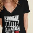 Straight Outta 4th Grade Graduation Class 2028 Fourth Grade Women's Jersey Short Sleeve Deep V-Neck Tshirt