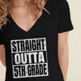 Straight Outta 5th Grade Graduation Motivational Women's Jersey Short Sleeve Deep V-Neck Tshirt