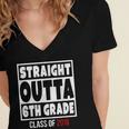 Straight Outta 6th Grade Class Of 2018 Graduation Shirt Women's Jersey Short Sleeve Deep V-Neck Tshirt