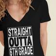 Straight Outta 6th Grade Graduation Sixth Grade Graduate Women's Jersey Short Sleeve Deep V-Neck Tshirt