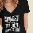Straight Outta 7th Grade Graduation Class Of 2026 Graduate Women's Jersey Short Sleeve Deep V-Neck Tshirt