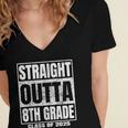 Straight Outta 8th Grade Graduation 2025 Eighth Grade Women's Jersey Short Sleeve Deep V-Neck Tshirt