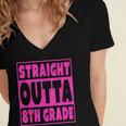 Straight Outta 8th Grade Graduation Eighth Grade T-Shirt Women's Jersey Short Sleeve Deep V-Neck Tshirt