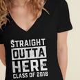 Straight Outta Here Class Of 2018 Senior Graduation Women's Jersey Short Sleeve Deep V-Neck Tshirt