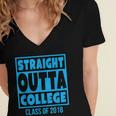 Straight Outta College Class Of 2018 Graduation Shirt Women's Jersey Short Sleeve Deep V-Neck Tshirt