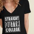 Straight Outta College Graduate Graduation 2025 Grad Men Women's Jersey Short Sleeve Deep V-Neck Tshirt