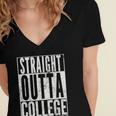 STRAIGHT OUTTA COLLEGE Graduation 2019Shirt Her Him Women Women's Jersey Short Sleeve Deep V-Neck Tshirt