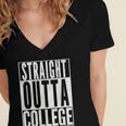 STRAIGHT OUTTA COLLEGE Graduation 2019 Her Him Women Women's Jersey Short Sleeve Deep V-Neck Tshirt