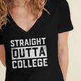 Straight Outta College Graduation Adult Women's Jersey Short Sleeve Deep V-Neck Tshirt