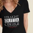 Straight Outta College Shirt Class Of 2018 Graduation Women's Jersey Short Sleeve Deep V-Neck Tshirt
