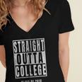 Straight Outta College s Graduation Women's Jersey Short Sleeve Deep V-Neck Tshirt