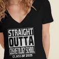 Straight Outta Cosmetology School Class Of 2025 Graduation Women's Jersey Short Sleeve Deep V-Neck Tshirt