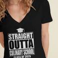 Straight Outta Culinary School Graduation Idea Class Of 2025 Women's Jersey Short Sleeve Deep V-Neck Tshirt