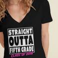 Straight Outta Fifth Grade Class Of 2018 Graduation Women's Jersey Short Sleeve Deep V-Neck Tshirt