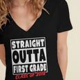 Straight Outta First Grade Class Of 2018 Graduation Women's Jersey Short Sleeve Deep V-Neck Tshirt