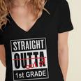 Straight Outta First Grade Graduation 1st GradeShirt Women's Jersey Short Sleeve Deep V-Neck Tshirt