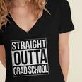 Straight Outta Grad School GraduationShirt Gift Women's Jersey Short Sleeve Deep V-Neck Tshirt