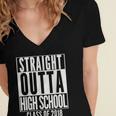 STRAIGHT OUTTA HIGH SCHOOL 2018 Grad Graduation Women's Jersey Short Sleeve Deep V-Neck Tshirt