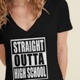 Straight Outta High School Graduation Apparel For Seniors Women's Jersey Short Sleeve Deep V-Neck Tshirt