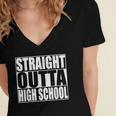 Straight Outta High School Graduation T-Shirt Women's Jersey Short Sleeve Deep V-Neck Tshirt