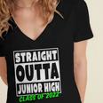 Straight Outta Junior High School Class Of 2022 Graduation Women's Jersey Short Sleeve Deep V-Neck Tshirt