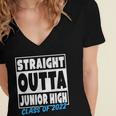 Straight Outta Junior High School Graduation Class Of 2022 Women's Jersey Short Sleeve Deep V-Neck Tshirt