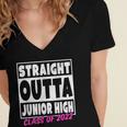 Straight Outta Junior High School Graduation Women's Jersey Short Sleeve Deep V-Neck Tshirt