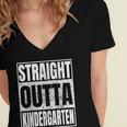 Straight Outta Kindergarten Graduation 2025 Kinder Women's Jersey Short Sleeve Deep V-Neck Tshirt