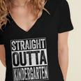 Straight Outta Kindergarten Shirt Boy Girl Graduation Women's Jersey Short Sleeve Deep V-Neck Tshirt