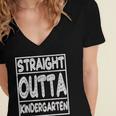 Straight Outta Kindergarten Shirt Great Graduation Idea Women's Jersey Short Sleeve Deep V-Neck Tshirt