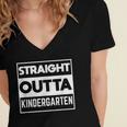 Straight Outta Kindergarten Shirts Graduation Women's Jersey Short Sleeve Deep V-Neck Tshirt