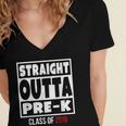 Straight Outta Pre-K Class Of 2018 Shirt Graduation Women's Jersey Short Sleeve Deep V-Neck Tshirt