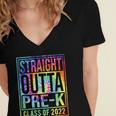 Straight Outta Pre-K Class Of 2022 Preschool Graduation Women's Jersey Short Sleeve Deep V-Neck Tshirt