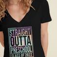 Straight Outta Preschool Class Of 2022 School Graduation Women's Jersey Short Sleeve Deep V-Neck Tshirt