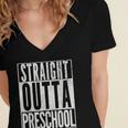 STRAIGHT OUTTA PRESCHOOL GIFT Grad Graduation Kids Women's Jersey Short Sleeve Deep V-Neck Tshirt