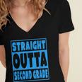 Straight Outta Second Grade Graduation Class Women's Jersey Short Sleeve Deep V-Neck Tshirt