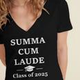 Summa Cum Laude Class Of 2025 Distinction Degree Graduation Women's Jersey Short Sleeve Deep V-Neck Tshirt