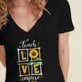Sunflower Teach Love Inspire Cool Graduation Teacher School Women's Jersey Short Sleeve Deep V-Neck Tshirt