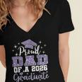 Super Proud Dad Of 2026 Graduate Senior Graduation Family Women's Jersey Short Sleeve Deep V-Neck Tshirt
