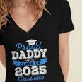 Super Proud Daddy Of 2025 Graduate Senior Graduation Family Women's Jersey Short Sleeve Deep V-Neck Tshirt