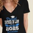 Super Proud Father In Law Of 2025 Graduate Graduation Family Women's Jersey Short Sleeve Deep V-Neck Tshirt