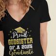 Super Proud Godsister Of 2025 Graduate Graduation Family Women's Jersey Short Sleeve Deep V-Neck Tshirt