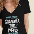 Super Proud Grandma Of A PHD Graduate Senior Graduation Women's Jersey Short Sleeve Deep V-Neck Tshirt