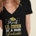 Super Proud Little Cousin Of 2025 Graduate Graduation Family Women's Jersey Short Sleeve Deep V-Neck Tshirt